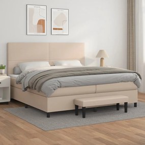 vidaXL Cama com molas/colchão 200x200 cm couro artificial cappuccino