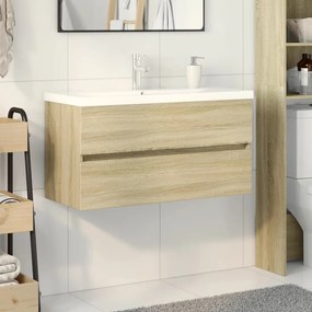 vidaXL 2 pcs conj. móveis de WC cerâmica e derivados de madeira