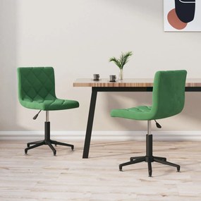 vidaXL Cadeiras de jantar giratorias 2 pcs veludo verde-escuro