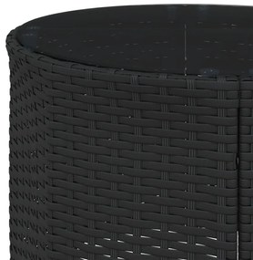 3 pcs conjunto de sofás de jardim semicircular vime PE preto