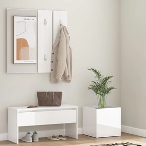 3082059 vidaXL Conj. móveis de corredor derivados de madeira branco brilhante