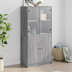 vidaXL Armário alto com portas derivados de madeira cinzento sonoma