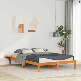 vidaXL Cama com Mesas Laterais Marrom Cera 140 x 220 cm