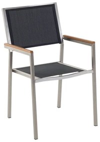 Conjunto de mesa com tampo em vidro temperado 180 x 90 cm e 6 cadeiras pretas GROSSETO Beliani
