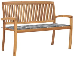 vidaXL Banco de jardim empilhável c/ almofadão 128,5 cm teca maciça
