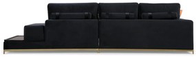 Sofá de 4 Lugares Line – Preto e Dourado – 320 x 102 x 84 cm