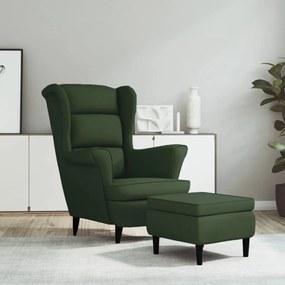 Cadeira com apoio de braços e banco veludo verde-escuro