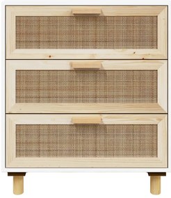 Aparador 60x30x70 cm madeira pinho maciça/vime natural branco