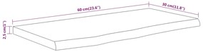 Prateleira de parede retangular 60x30x2,5 cm acácia maciça