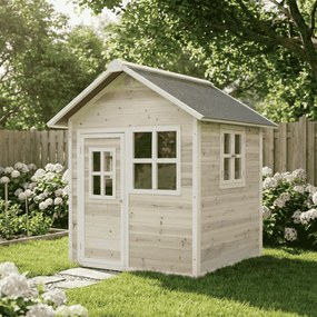 Casa de brincar infantil exterior para crianças Loft 100 em madeira - natural