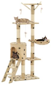 Árvore para gatos c/postes arranhadores sisal 138 cm bege
