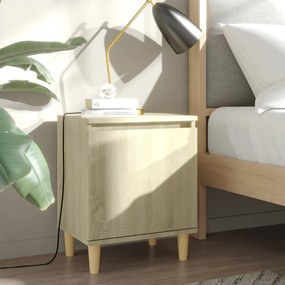 vidaXL Mesa cabeceira pernas de madeira 40x30x50 cm carvalho sonoma