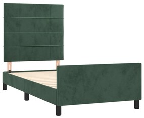 Estrutura de cama sem colchão 80x200 cm veludo verde-escuro