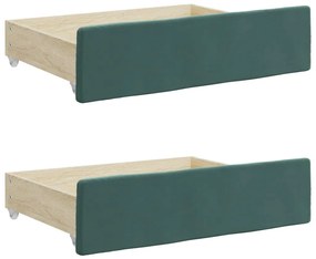 Sofá-cama c/ gavetão e gavetas 90x200 cm veludo verde-escuro