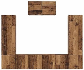 Conjunto de móvel de TV 7 pcs Madeira Antiga 180 x 30 x 120 cm