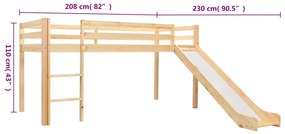 Estrutura de cama infantil c/ escorrega e escada pinho 97x208cm