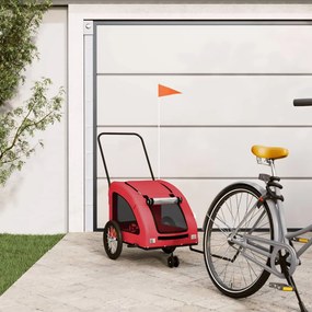 vidaXL Reboque bicicleta animais tecido oxford/ferro vermelho