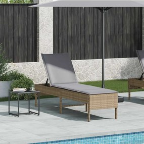 Espreguiçadeira com almofadão 55x200x44cm vime PE bege