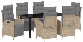 Conjunto de jantar de jardim com 7 peças em ratan sintético bege
