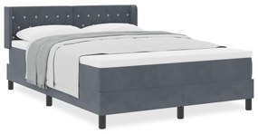 Cama Box com Colchão vidaXL Cinza Escuro 160x200 cm Veludo