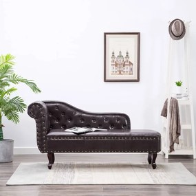vidaXL Chaise longue couro artificial castanho-escuro