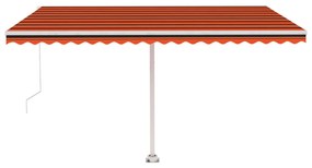 Toldo retrátil manual independente 450x300cm laranja e castanho