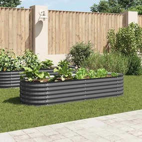 vidaXL Canteiro elevado de jardim aço galvanizado 240x80x44cm cinzento