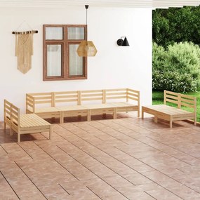8 pcs conjunto lounge de jardim pinho maciço