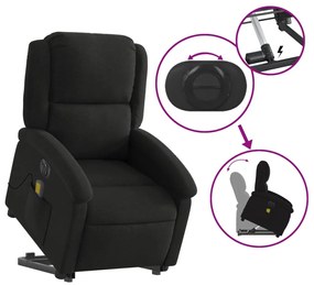 Poltrona elétrica elevatória massagens tecido preto