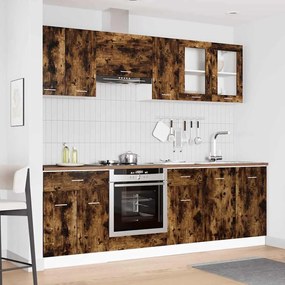 vidaXL Conjunto de armários de cozinha com porta 8 pcs Carvalho fumado