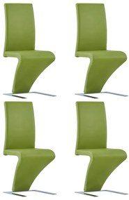 vidaXL Cadeiras de jantar em ziguezague 4 pcs couro artificial verde