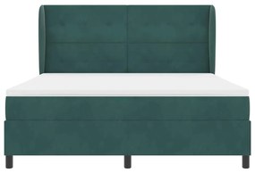 Cama box com colchão verde escuro 180x200 cm em veludo