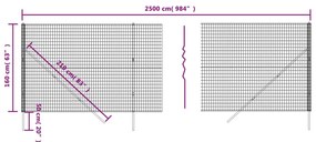 Cerca de malha de arame 1,6x25 m aço galvanizado verde