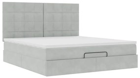 Estrutura cama otomana colchões 160x200cm veludo cinzento claro