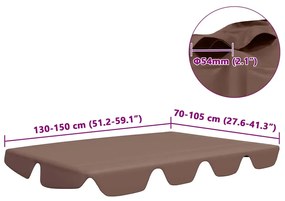 Toldo suplente p/ baloiço de jardim 150/130x105/70 cm castanho