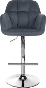 Banco de bar Natoma Veludo cromado cinza escuro