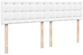 Cama com molas/colchão 200x200 cm couro artificial branco