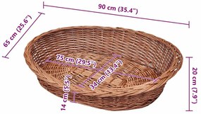 Cesto para cão/cama para animais salgueiro natural 90 cm