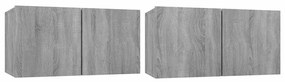 Móvel TV suspenso 2pcs 60x30x30cm derivado madeira cinza sonoma