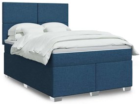 Cama com molas/colchão 140x190 cm tecido azul