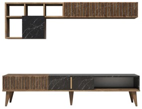Móvel TV Milan – Nogueira e Preto – 180 x 40 x 35 cm
