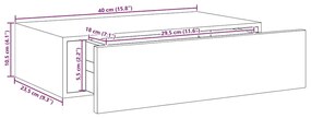Prateleira de parede com gaveta MDF 40x23,5x10 cm preto