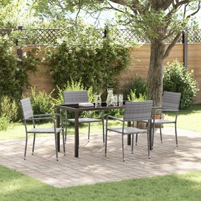 vidaXL Conjunto de 5 Cadeiras de Jantar para Jardim Cinza Vime PE