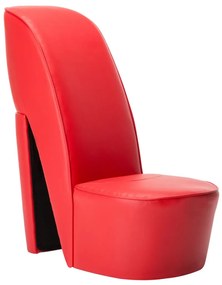 248646 vidaXL Cadeira estilo sapato de salto alto couro artificial vermelho