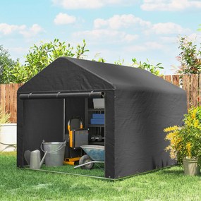 Abrigo de jardim em forma de tenda, impermeável, para arrumação, com porta enrolável e fecho de correr, 200 x 238 x 183 cm, cinzento escuro