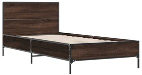 Estrutura de cama derivados de madeira/metal carvalho castanho