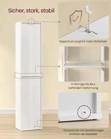 Estante com 6 compartimentos abertos 24 x 30,2 x 160,7 cm em branco