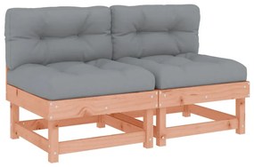 Sofás de centro com almofadões 2 pcs madeira de douglas maciça