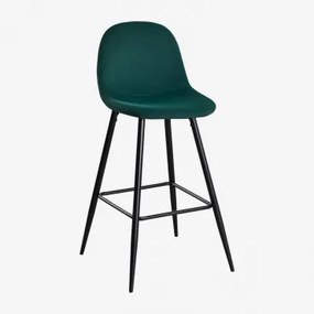 Pack De 2 Bancos Altos Em Veludo Glamm Preto & Verde Selva & ↑75 Cm - Sklum