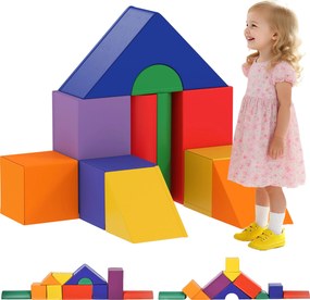 HOMCOM Conjunto de 11 Blocos de Espuma para Crianças Brinquedo de Aprendizagem para Crianças 1-3 Anos 50x50x25 cm Multicor | Aosom Portugal
